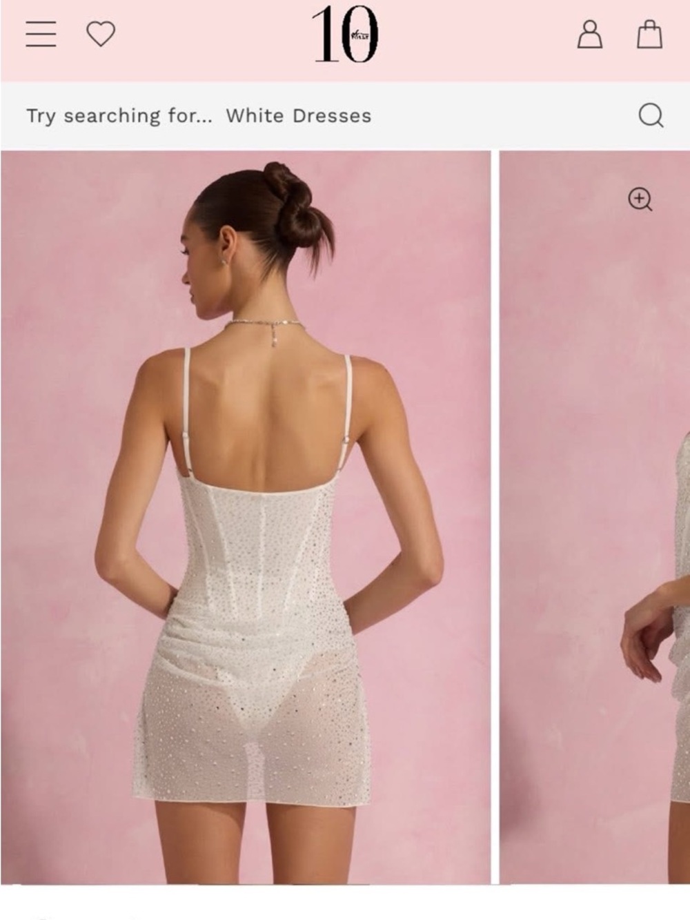 Oh Polly White Semi-Sheer Embellished Draped Corset Mini Dress - Picture 2 of 4